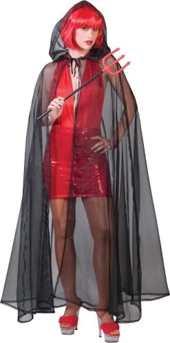 Black Mesh Cape With Hood (Adult)