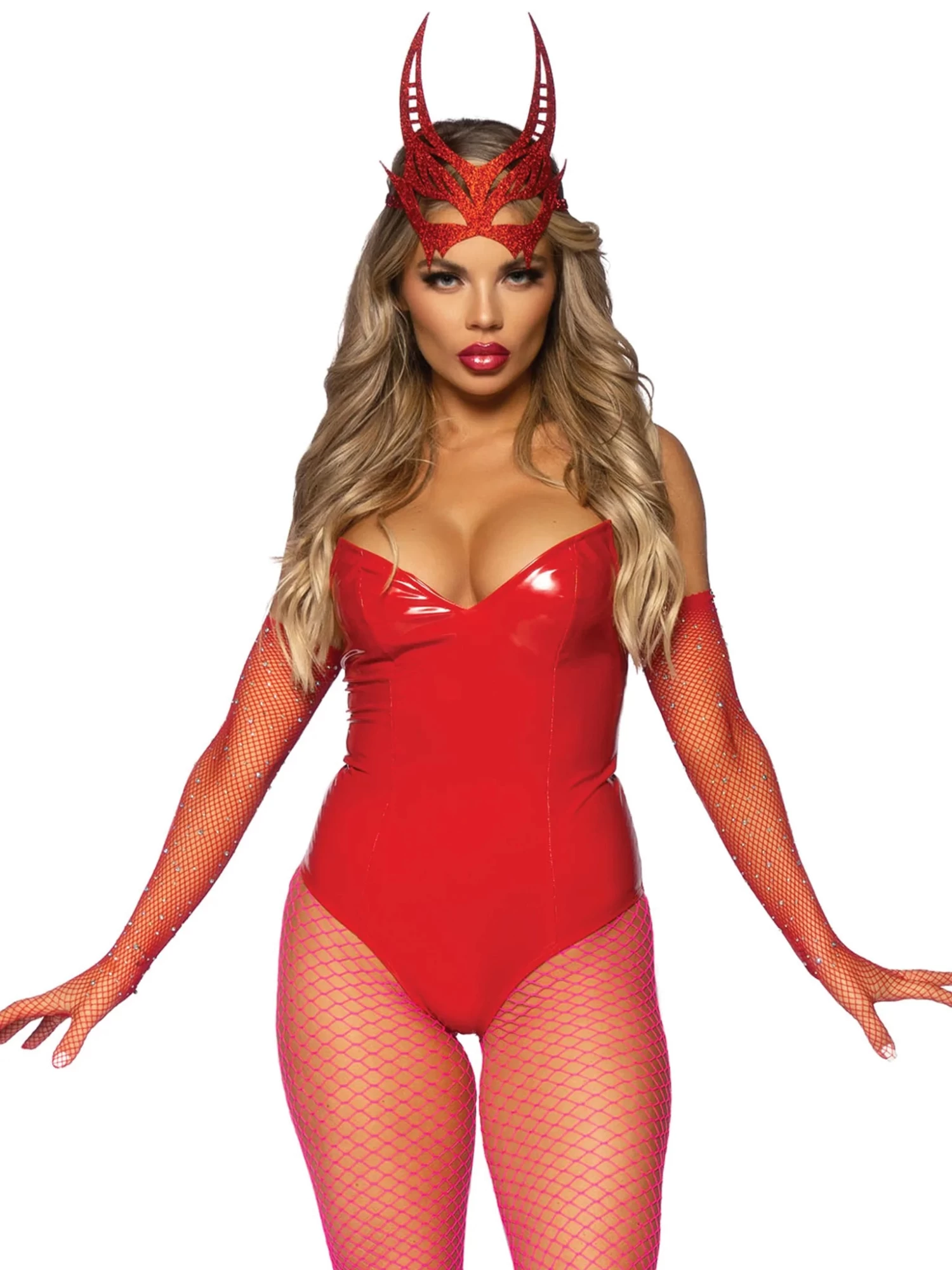 LEG AVENUE Vinyl Boned Bodysuit (Red) 7 LEG AVENUE Vinyl Boned Bodysuit (Red) - Image 5