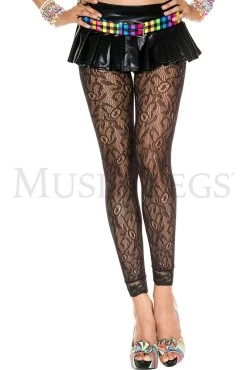 MUSIC LEGS Footless Lace Tights (Black)