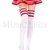 MUSIC LEGS Athletic Striped Thigh Highs -Cosplay Clothing Store 4245 whitered 2