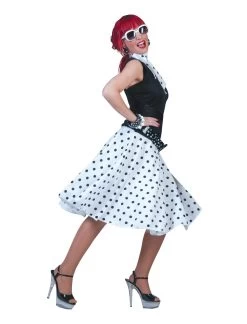 FUNNY FASHION Polka Dot Skirt (Adult) -Cosplay Clothing Store CSFF5846W S1 WH