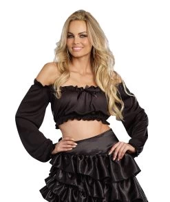 Dreamgirl Crop Long Sleeve Peasant Top