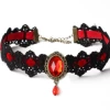 Lace Choker With Teardrop Stone -Cosplay Clothing Store Chokerwithjewelred