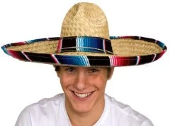 Sombrero With Serape Trim Band (Adult)