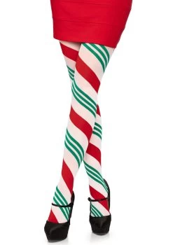 LEG AVENUE Holiday Ribbon Striped Tights
