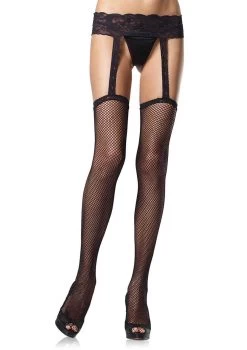 LEG AVENUE Fishnet Stockings With Attached Garter Belt