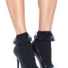 LEG AVENUE Nylon Anklet With Lace Ruffle -Cosplay Clothing Store LTLA3013Y S1 BK