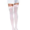 LEG AVENUE Opaque Thigh Highs With Satin Bow Accent -Cosplay Clothing Store LTLA6255Y S1 WH