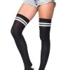 LEG AVENUE Ribbed Athletic Thigh Highs -Cosplay Clothing Store LTLA6919Y S1 BW