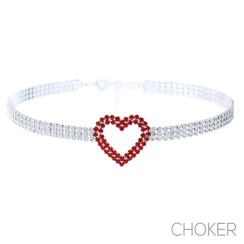 Rhinestone Heart Choker 3 Rhinestone Heart Choker