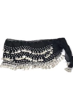 Belly Dance Silver Coin Hip Scarf -Cosplay Clothing Store blacksilver