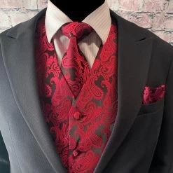 Red Brocade Vest (Adult)