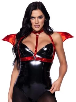 LEG AVENUE Iridescent Vinyl Devil Wing Harness