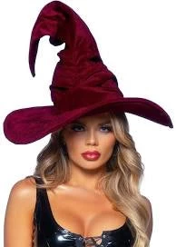 LEG AVENUE Velvet Rouched Witch Hat (Burgundy)