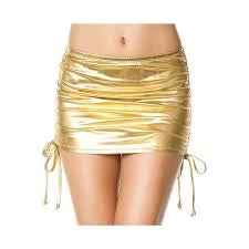 MUSIC LEGS Metallic Mini Skirt Rouched Side