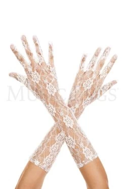 MUSIC LEGS Lace Gloves (White)