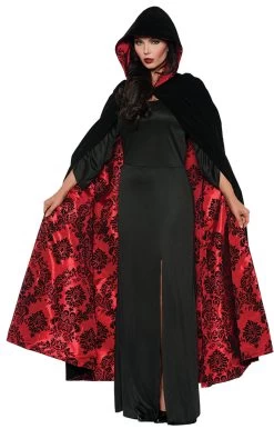 Deluxe Velvet And Satin Flocked Cape (Adult)