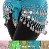 Belly Dance Silver Coin Hip Scarf -Cosplay Clothing Store turqsilvercoinskirt
