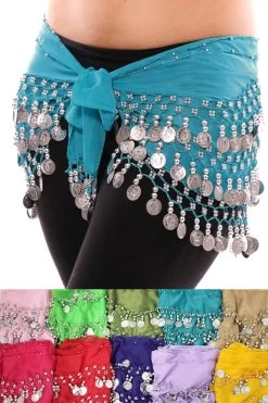 Belly Dance Silver Coin Hip Scarf
